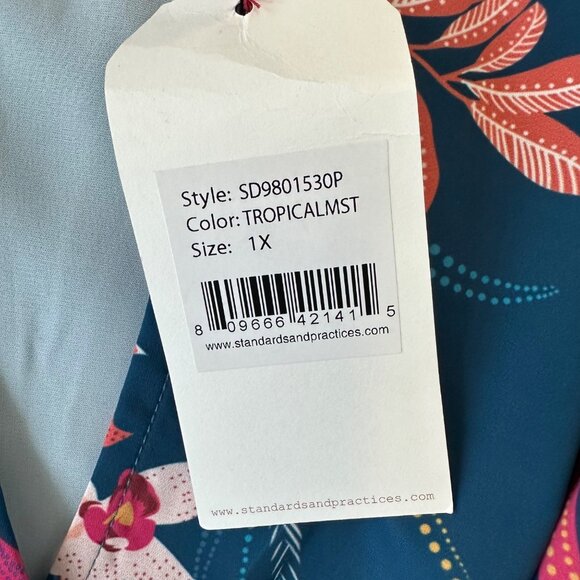 Standard & Practices NWT Floral Dress Blue Pink Floral 1X Party Wedding Bohemian - Picture 4 of 12